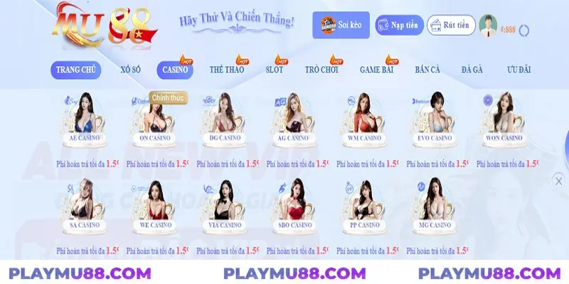 Giới thiệu đôi nét về sảnh Casino Mu88 